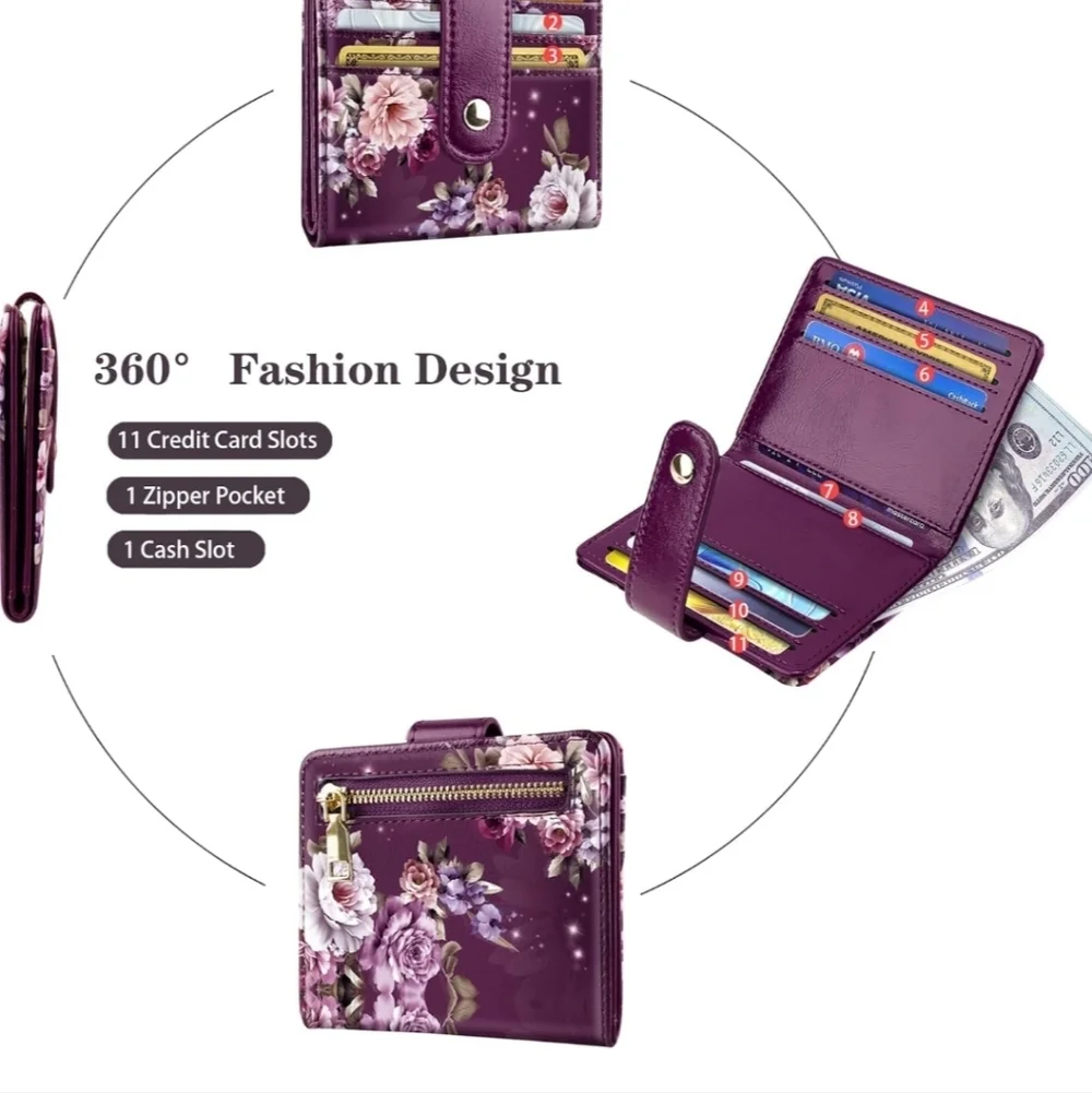 Floral Purple Card Holder Wallet